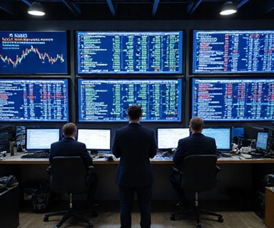 A financial advisor meeting with clients in a professional office.