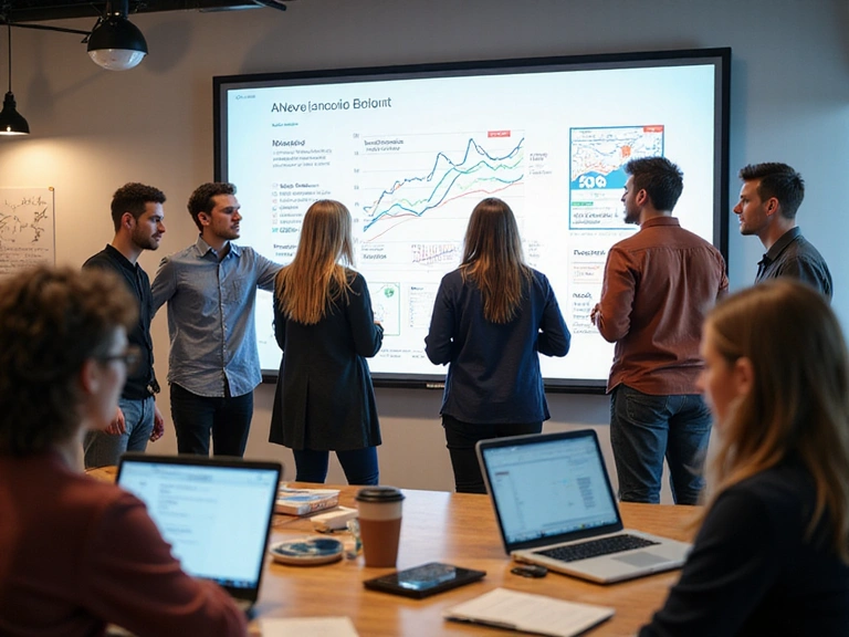 A dynamic team of startup employees collaborating in a modern office.