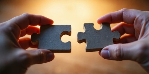 Two hands connecting puzzle pieces, symbolizing change management.